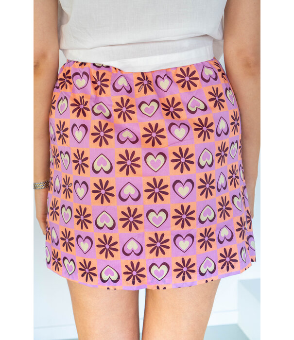Fluresk Fluresk Laviana skirt | flower peach/pale plum