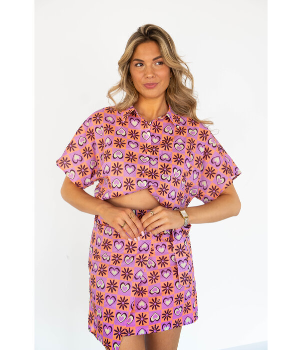 Fluresk Fluresk Char blouse | flower peach/pale plum