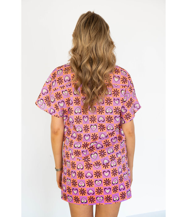 Fluresk Fluresk Char blouse | flower peach/pale plum