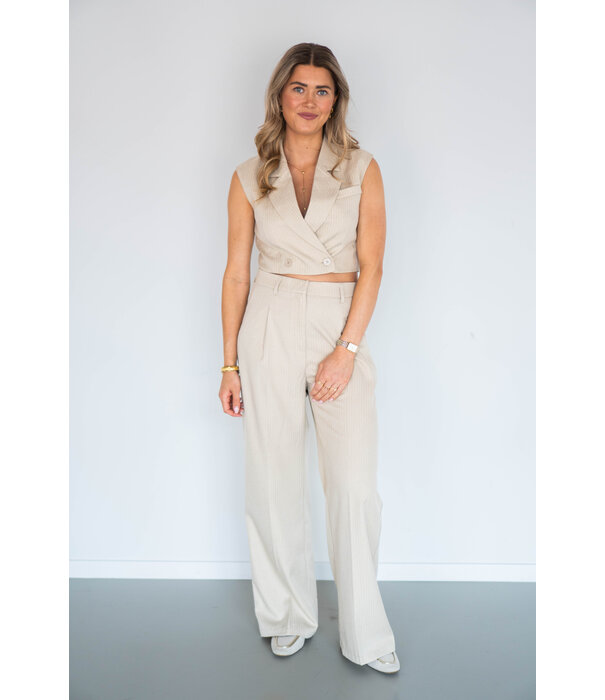 La Rebelle Gilet gestreept beige | Joy