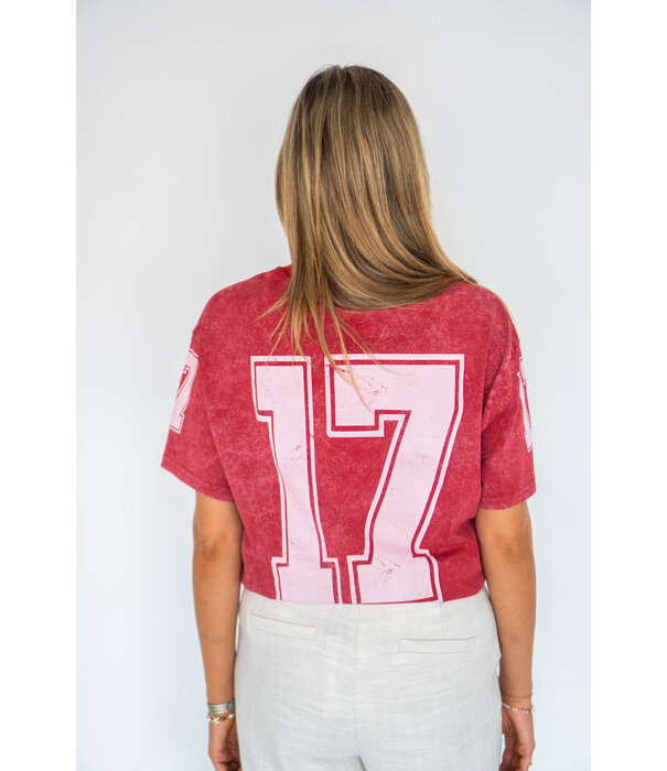 Colourful Rebel Colourful Rebel Logo Acid wash t-shirt | rood