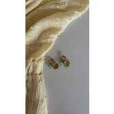 Oorbellen goud/blauw | schelpen