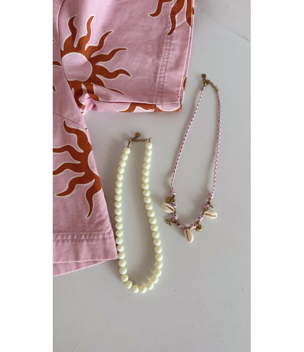 La Rebelle Ketting roze | schelpen