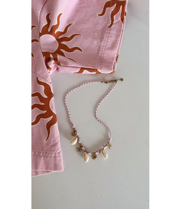 La Rebelle Ketting roze | schelpen