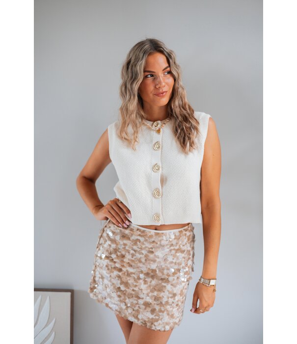 La Rebelle Rokje pailletten beige | Jazzlyn