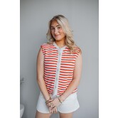 Gilet knitted gestreept | rood/wit