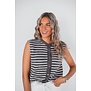 Gilet knitted gestreept | bruin/wit