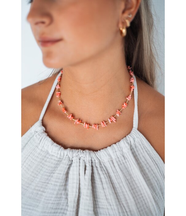La Rebelle Ketting schelpen roze