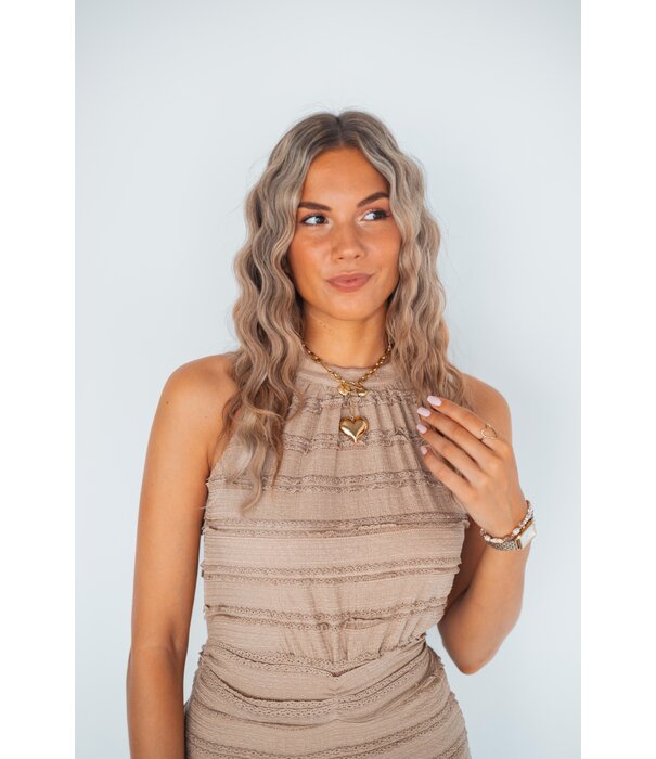 La Rebelle Ketting goud schakels | Hart