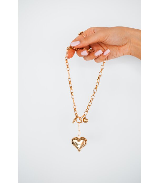 La Rebelle Ketting goud schakels | Hart