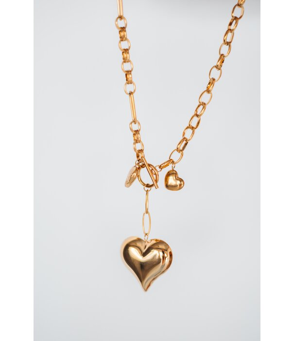 La Rebelle Ketting goud schakels | Hart