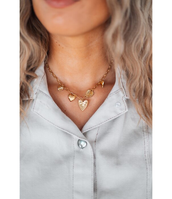 La Rebelle Ketting goud bedels | Hartjes