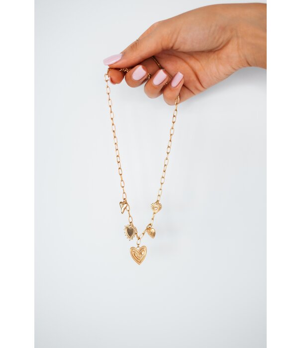 La Rebelle Ketting goud bedels | Hartjes