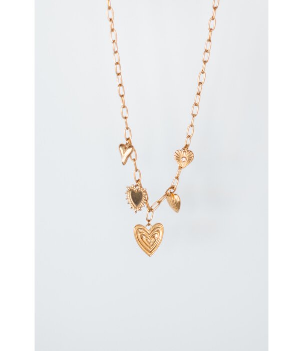 La Rebelle Ketting goud bedels | Hartjes