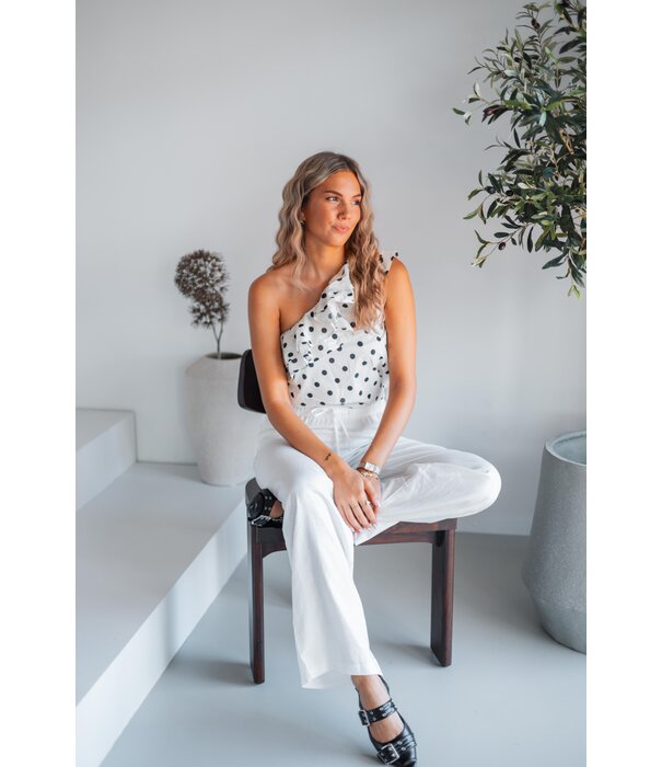 La Rebelle Top wit | Polkadot