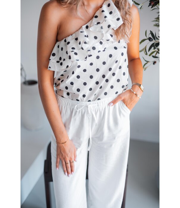 La Rebelle Top wit | Polkadot