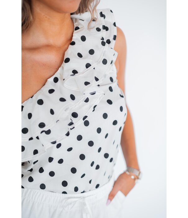 La Rebelle Top wit | Polkadot