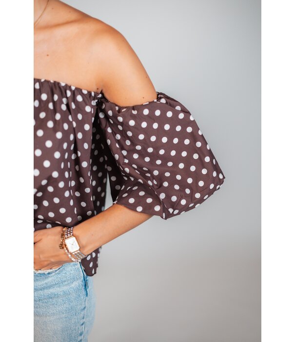 La Rebelle Top bruin polkadot | Emmy