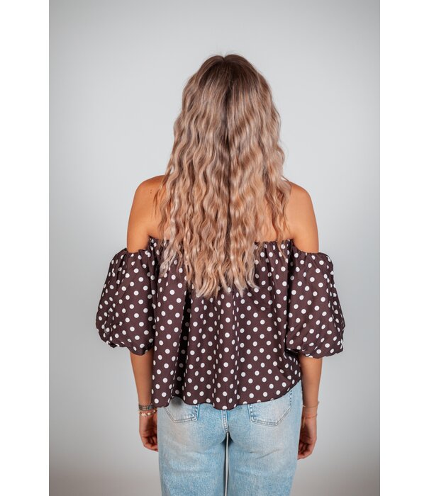 La Rebelle Top bruin polkadot | Emmy