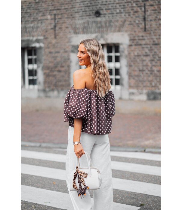 La Rebelle Top bruin polkadot | Emmy