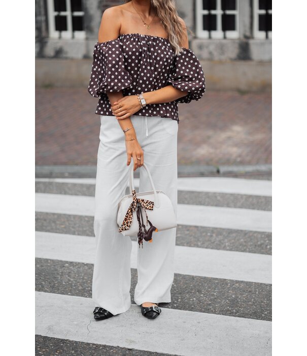 La Rebelle Top bruin polkadot | Emmy