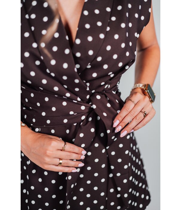 La Rebelle Playsuit bruin polkadot | Jolijn