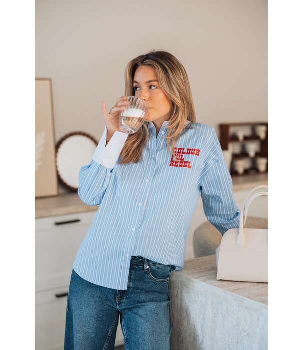 Colourful Rebel Colourful Rebel Talia blouse | white/blue
