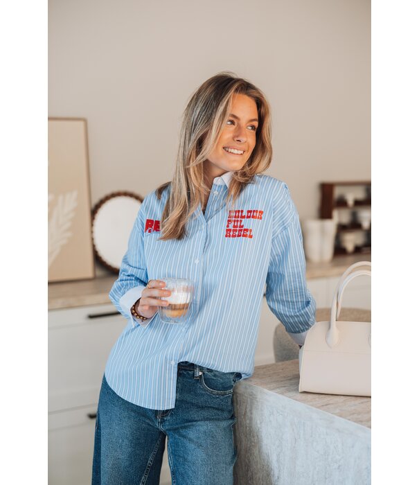 Colourful Rebel Colourful Rebel Talia blouse | white/blue