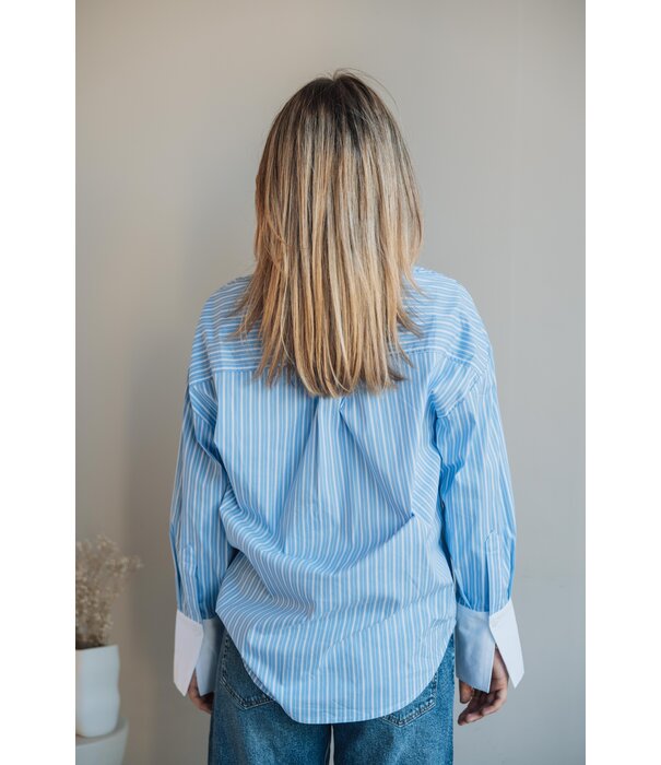 Colourful Rebel Colourful Rebel Talia blouse | white/blue
