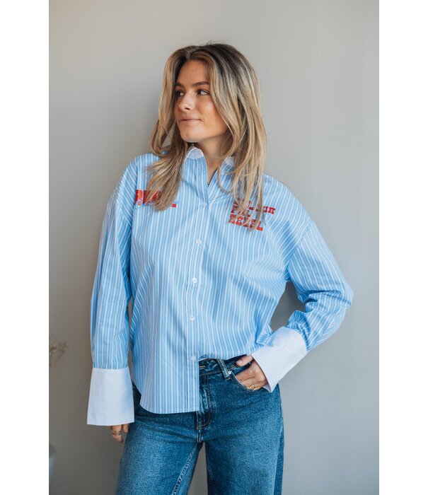 Colourful Rebel Colourful Rebel Talia blouse | white/blue