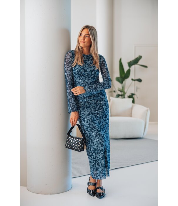 Colourful Rebel Colourful Rebel Maude paisley mesh dress | denim blue