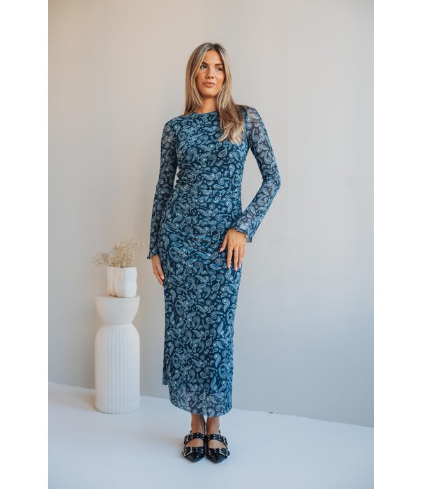 Colourful Rebel Colourful Rebel Maude paisley mesh dress | denim blue