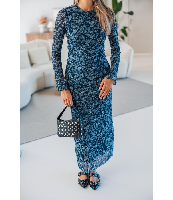 Colourful Rebel Colourful Rebel Maude paisley mesh dress | denim blue
