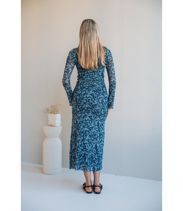 Colourful Rebel Colourful Rebel Maude paisley mesh dress | denim blue