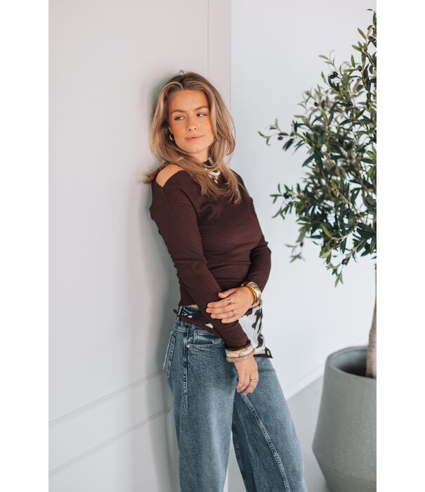 La Rebelle Top bruin | Mia