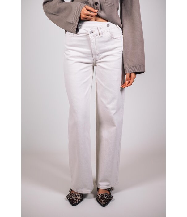 La Rebelle Jeans cross waist beige | Vicky