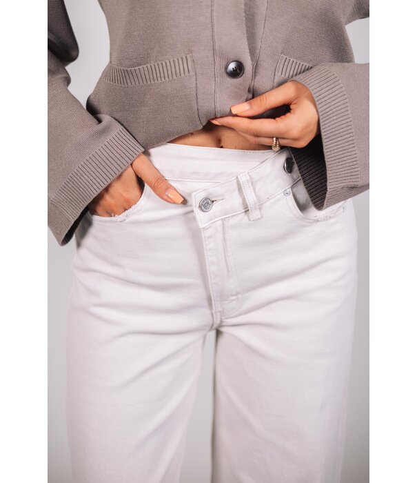 La Rebelle Jeans cross waist beige | Vicky