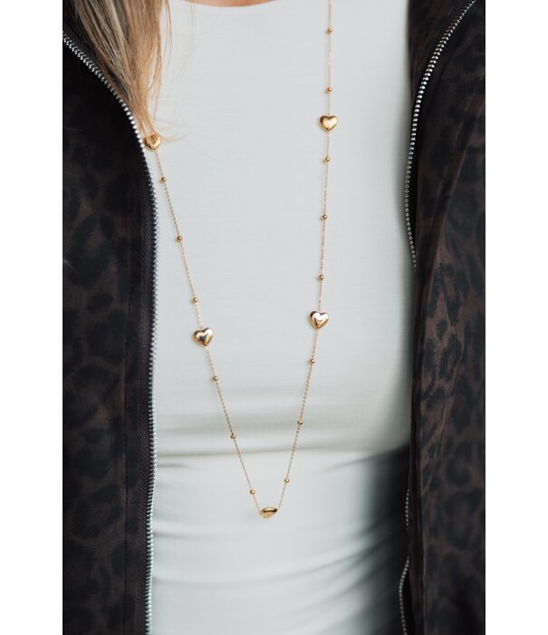 La Rebelle Ketting goud lang | hartjes