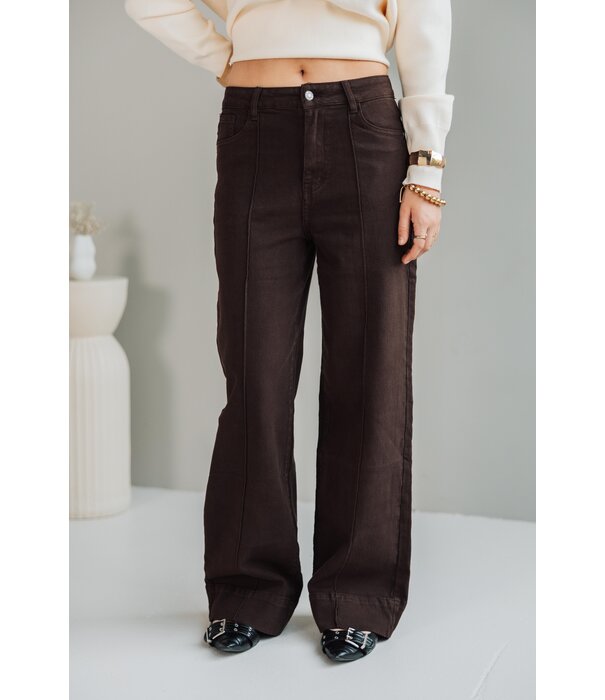 La Rebelle Jeans wide leg bruin | Senne