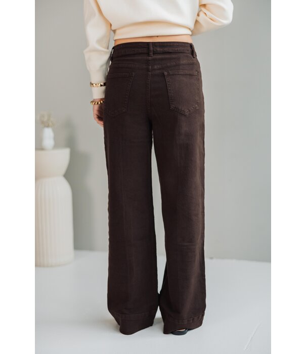La Rebelle Jeans wide leg bruin | Senne