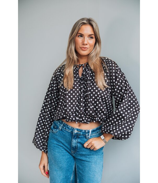 La Rebelle Blouse bruin polkadot | Emily