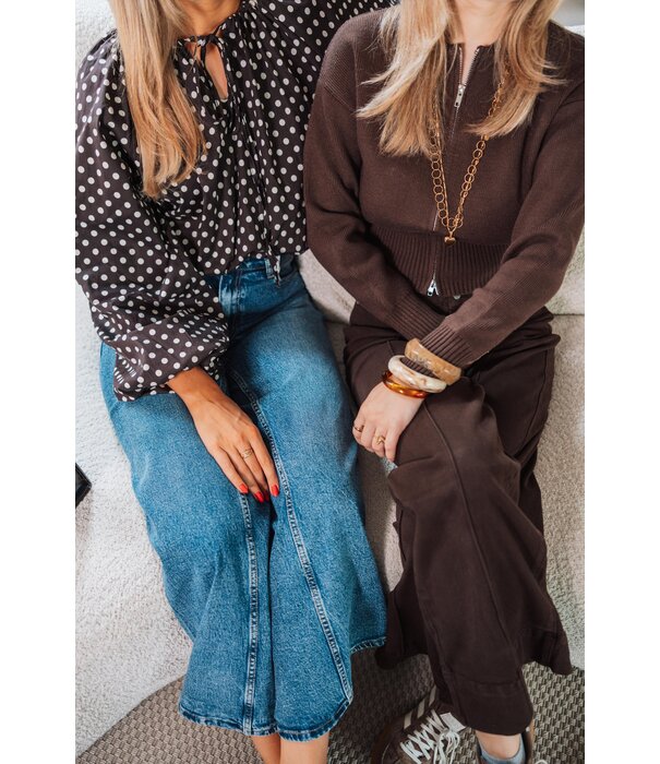 La Rebelle Blouse bruin polkadot | Emily
