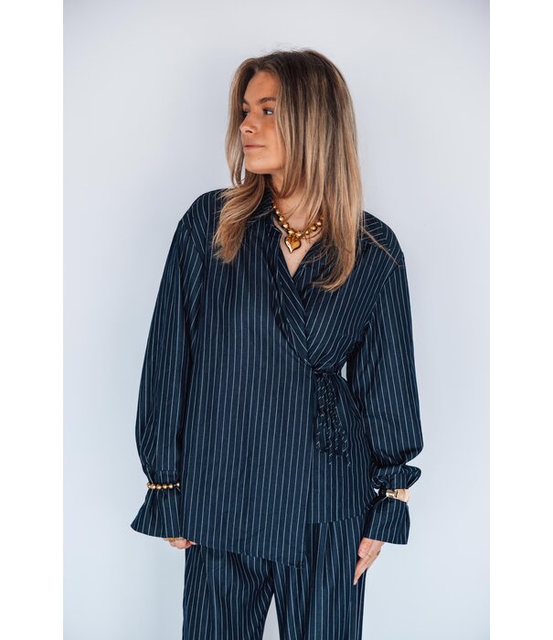 La Rebelle Blouse gestreept blauw | Yfke