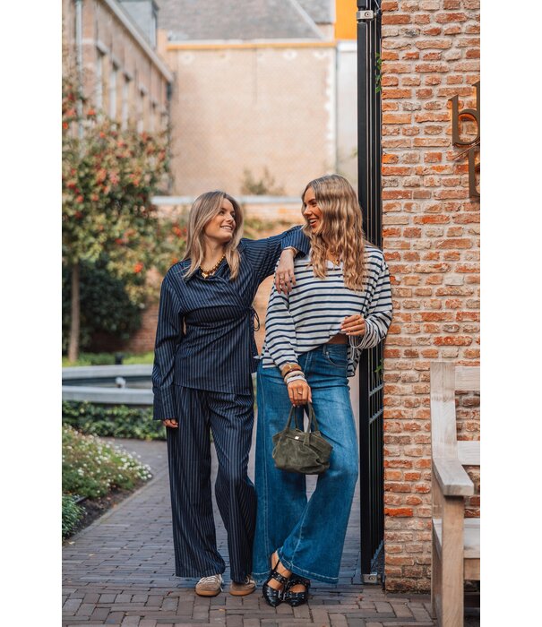 La Rebelle Blouse gestreept blauw | Yfke