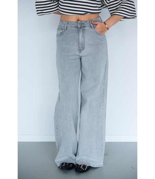 La Rebelle Jeans wide leg grijs | Froukje