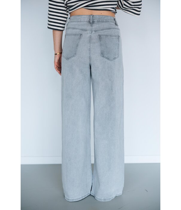 La Rebelle Jeans wide leg grijs | Froukje