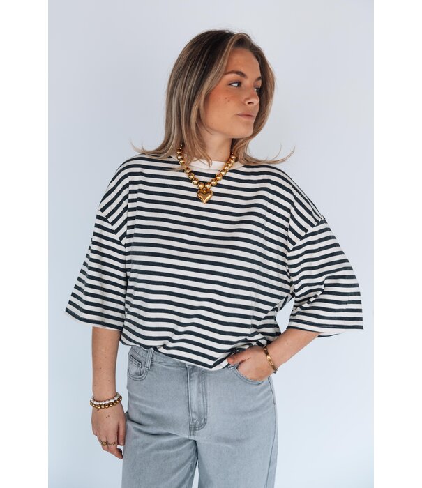 La Rebelle T-shirt grijs/off white | Geeke