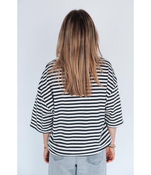 La Rebelle T-shirt grijs/off white | Geeke