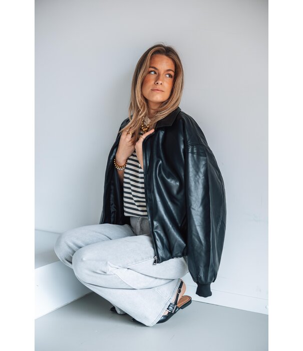 La Rebelle Jasje bomber PU leer zwart | Jule