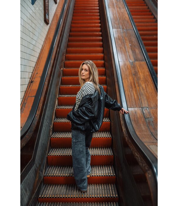 La Rebelle Jasje bomber PU leer zwart | Jule